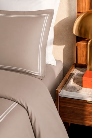 2 fundas de almohada de satén de algodón 80 hilos/cm² Nîmes - Topo - 63 x 63 cm