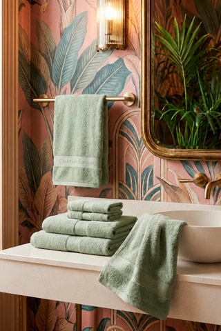 Juego de textil de baño - Verde almendra - 6 piezas