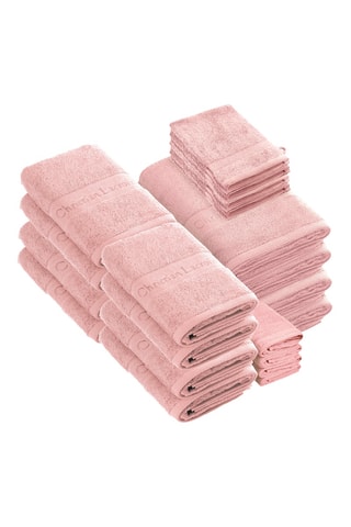 16 toallas y 8 manoplas Azur - Rosa salmón