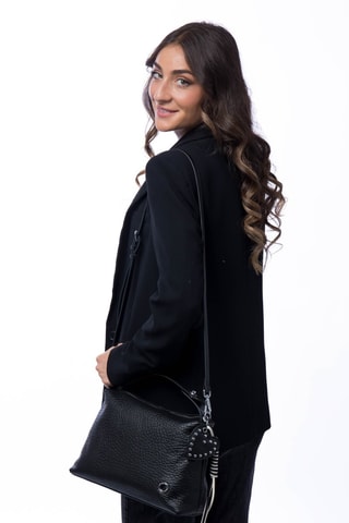 Sac à main en cuir Moresco - Argenté, blanc et noir