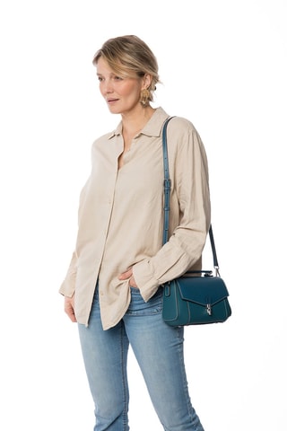 Sac bandoulière en cuir Bingo - Bleu canard
