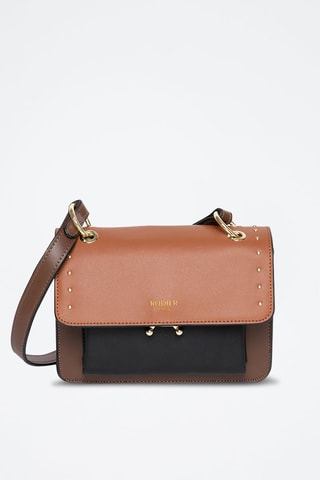 Sac bandoulière en cuir Olaf - Camel, marron et noir