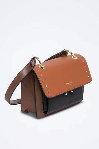 Sac bandoulière en cuir Olaf - Camel, marron et noir