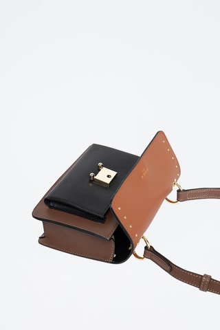 Sac bandoulière en cuir Olaf - Camel, marron et noir