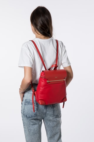 Sac à dos en cuir Marjolaine - Rouge