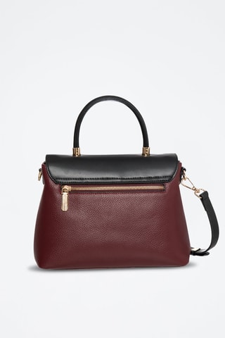 Sac bandoulière en cuir Helios - Bordeaux et noir
