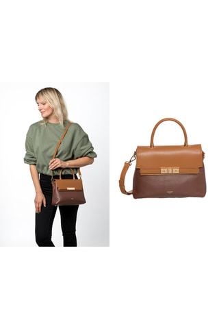 Sac bandoulière en cuir Helios - Camel et marron