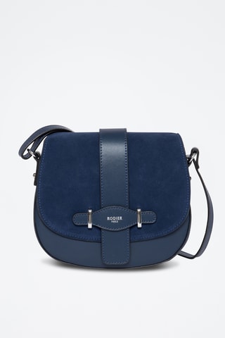 Sac bandoulière en croûte de cuir Cinq - Bleu marine
