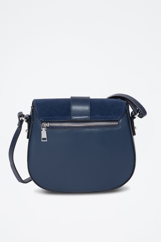 Sac bandoulière en croûte de cuir Cinq - Bleu marine