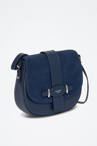 Sac bandoulière en croûte de cuir Cinq - Bleu marine
