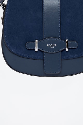 Sac bandoulière en croûte de cuir Cinq - Bleu marine
