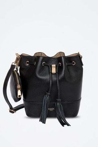 Sac seau en croûte de cuir Rio - Noir