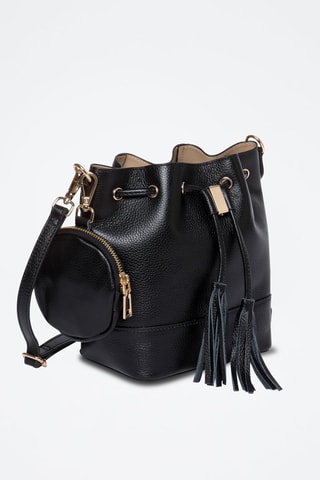 Sac seau en croûte de cuir Rio - Noir