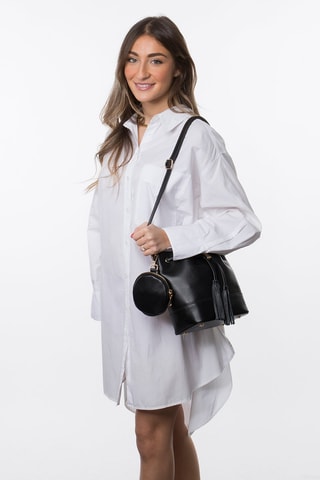 Sac seau en croûte de cuir Rio - Noir