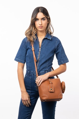Sac bandoulière en cuir Love - Camel