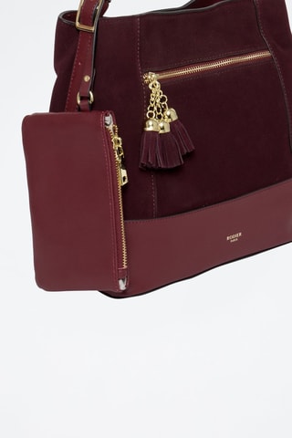 Sac porté épaule en croûte de cuir Cosmo - Rouge