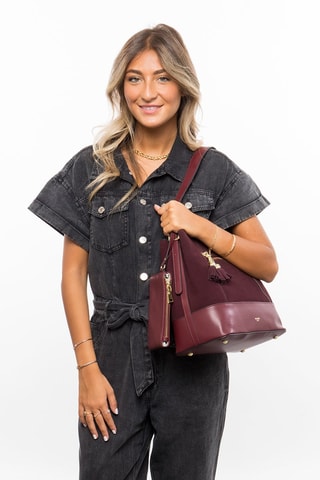 Sac porté épaule en croûte de cuir Cosmo - Rouge