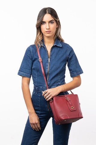 Sac bandoulière en cuir Love - Bordeaux