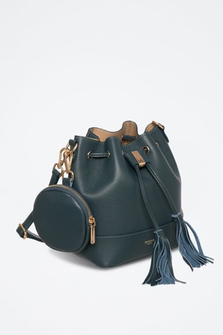 Sac seau en croûte de cuir Rio - Bleu canard