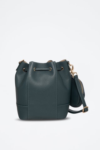 Sac seau en croûte de cuir Rio - Bleu canard