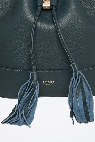 Sac seau en croûte de cuir Rio - Bleu canard