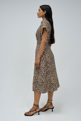 Robe chemise regular - Blanc, noir et marron