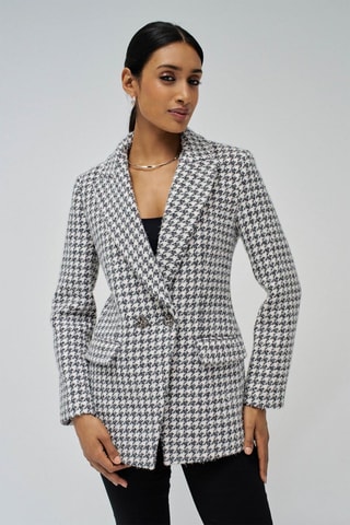 Blazer slim en laine - Blanc et gris