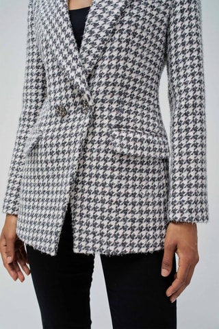 Blazer slim en laine - Blanc et gris