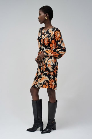 Robe regular - Orange, beige et noir