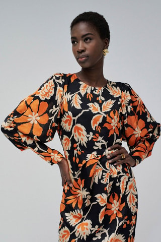 Robe regular - Orange, beige et noir