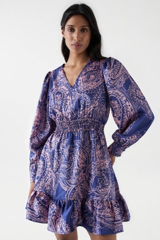 Robe volantée - Bleu et rose