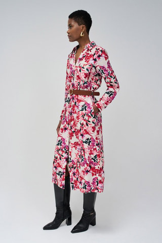 Robe chemise regular - Blanc, rouge et rose