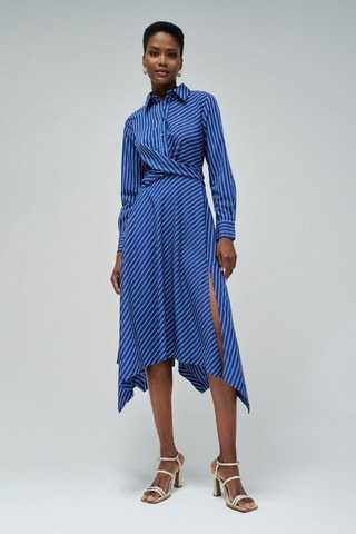 Robe chemise regular - Blanc et bleu