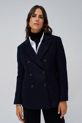 Blazer slim en laine - Bleu marine - Bleu