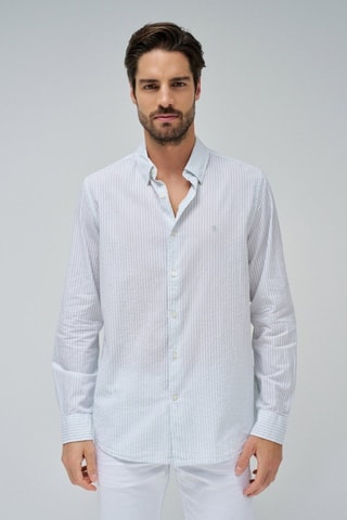 Chemise regular - Blanc et bleu