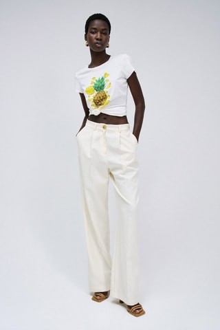 T-shirt slim - Blanc, vert et jaune