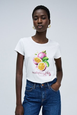T-shirt slim - Blanc, vert et jaune