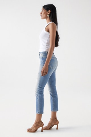 Pantacourt slim en jean - Bleu