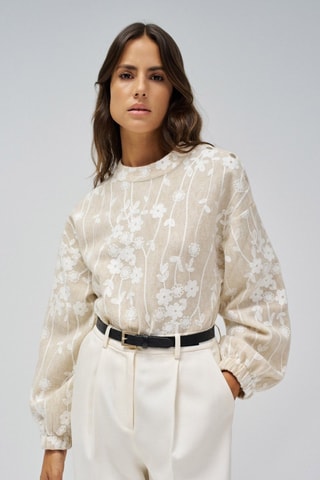 Blouse - Blanc et beige