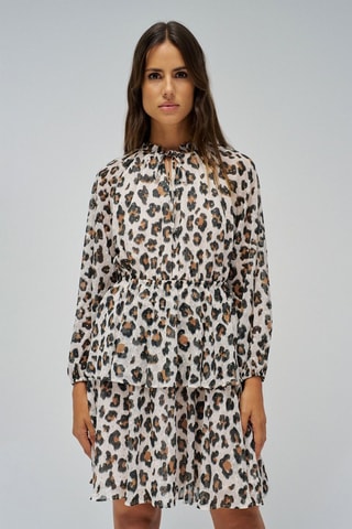 Robe regular - Blanc, noir et marron