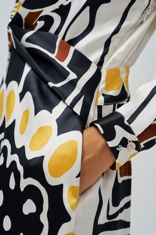 Robe chemise regular - Blanc, jaune et noir