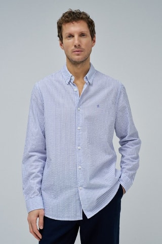 Chemise regular - Blanc et bleu