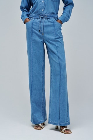 Jean wide legs taille haute - Bleu