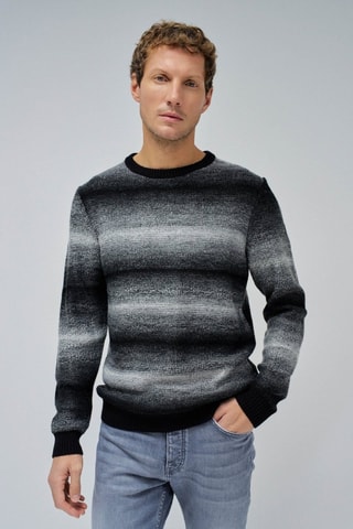 Pull regular - Noir et blanc - Noir, blanc et gris