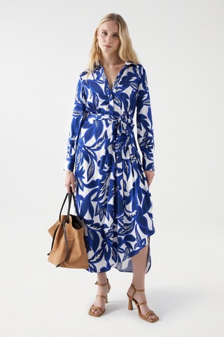 Robe midi regular - Blanc et bleu