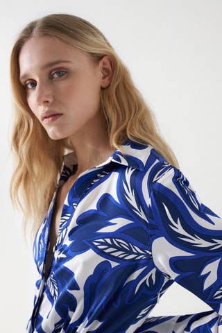 Robe midi regular - Blanc et bleu