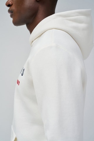 Sweat regular à capuche - Blanc - Blanc, rouge et bleu