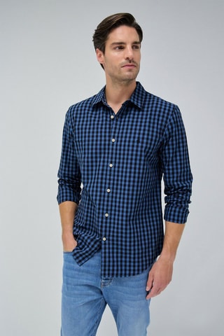 Chemise slim - Noir et bleu