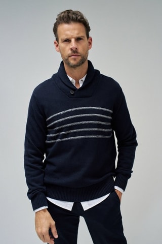 Pull regular - Bleu marine - Blanc et bleu