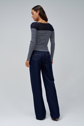 Pull slim - Blanc, noir et bleu